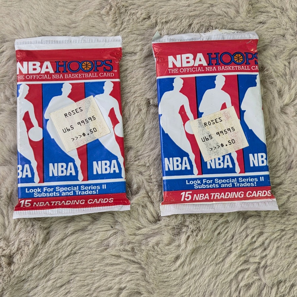 2 Pack 1990 NBA Hoops Series 2 Basketball Trading Cards Sealed Wax Packs 15ct